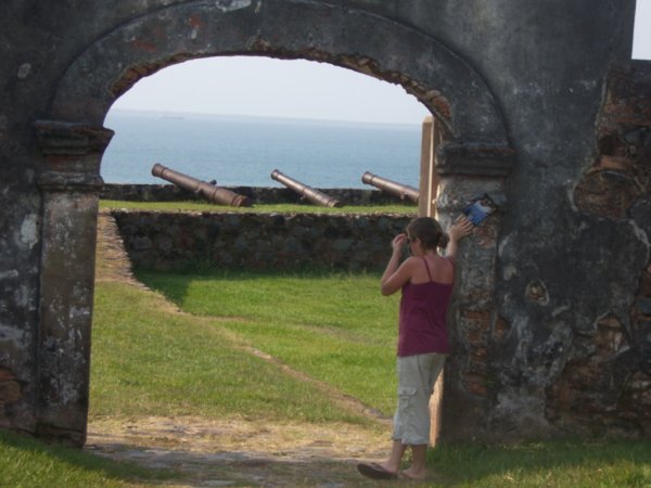 looking at the cannons facing the ocean