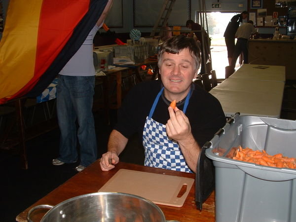 Steve chopping up the carrots