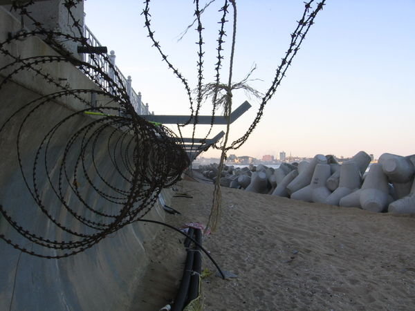 Barb wire on the beach