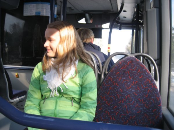 Muppe and I onthe bus to turku