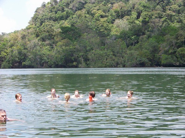 Swimming in the Rio Dulce