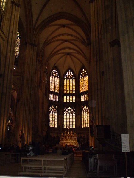 The inside of the catherdral with its amazing stained glass windows