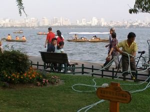 View of Hangzhou city across West Lake