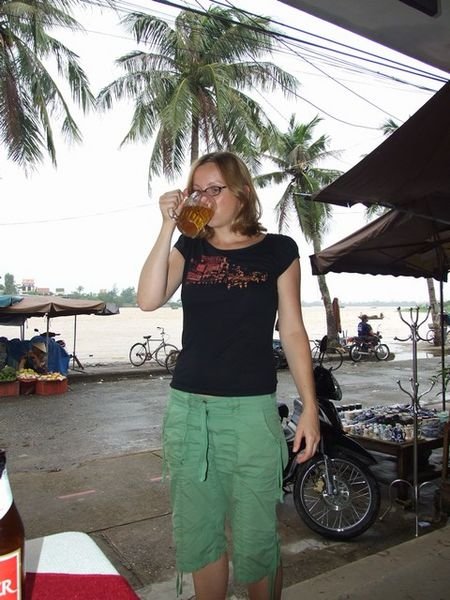 Ruth enjoying a Larger lager