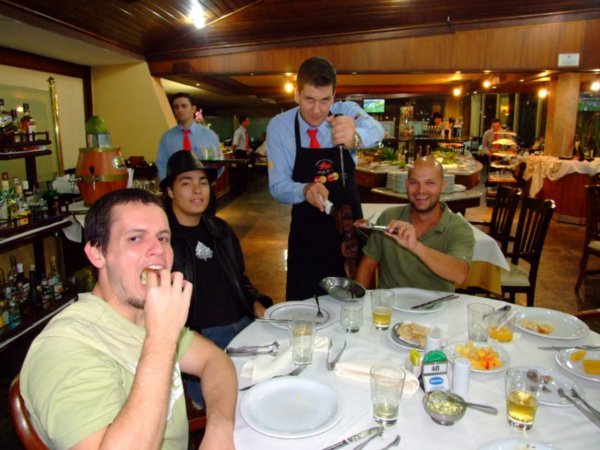 Chow time at a brazilian churrascaria