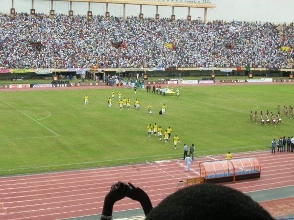 Senegal warming up before the game