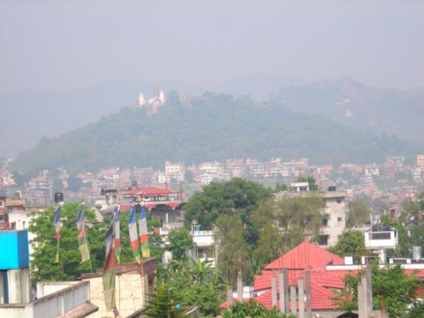 You can see the Monkey Temple (the white buildings up on the hill) from my window