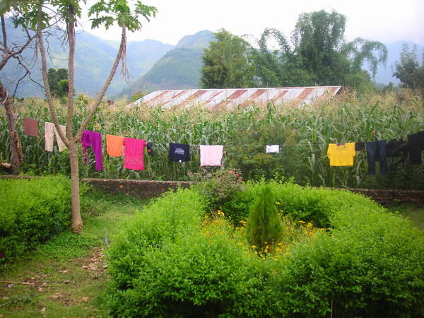 our laundry, hanging up to dry at the clinic