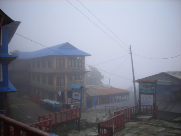 Ghorepani shrouded in fog