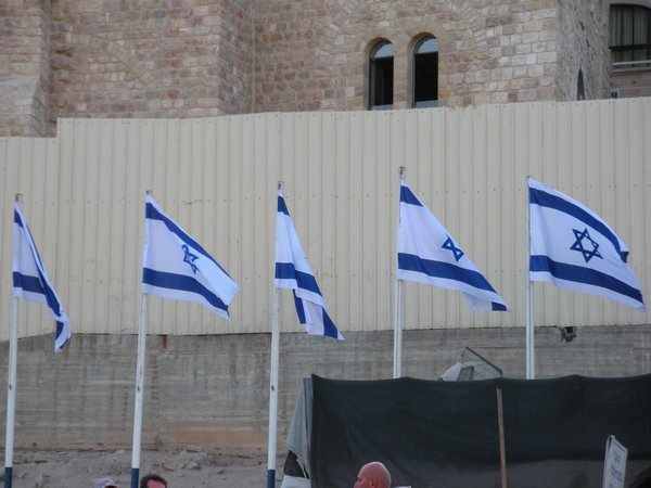 Israeli flags at the Western Wall