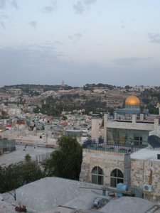 view of Jerusalem from the rooftop of the hostel