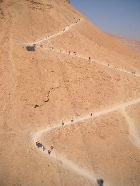 the hike up Masada