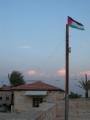 Palestinian flag at sunset 
