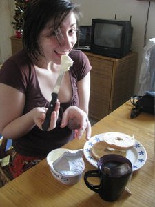 mmm...bagels taste better when they've been dropped down metro stairs and schlepped halfway across the continent