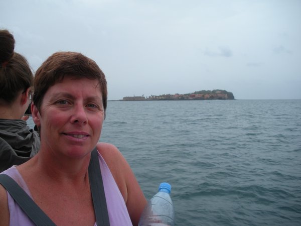 Mom on the ferry to Gorée