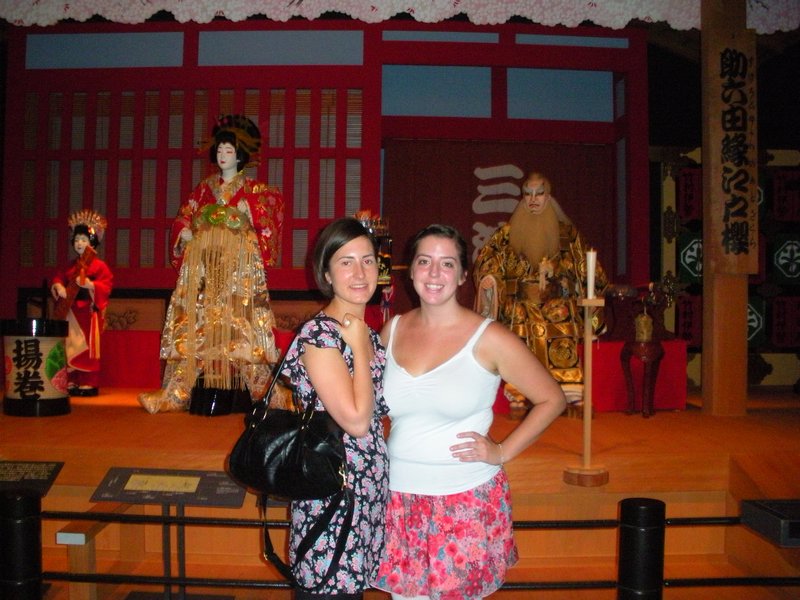 Ellie and me in front of a kabuki display