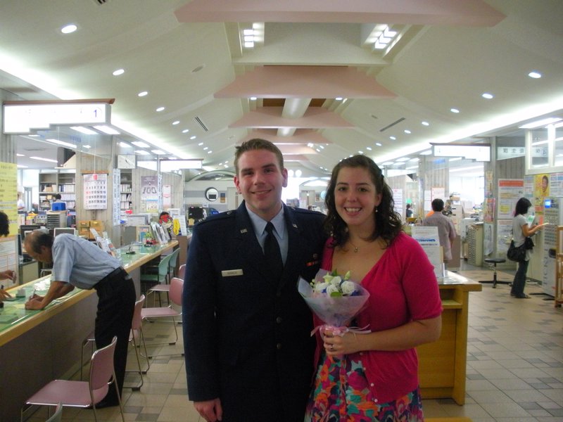 the newlyweds at Chatan Town Office