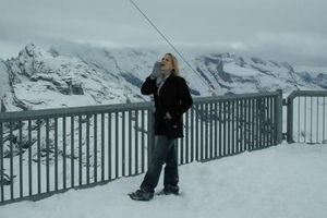 Kirstin yodeling in the Alps