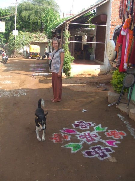 Jem, a  dog and Divali celebration floor markings