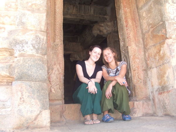Jem and Clare in a temple - Hampi