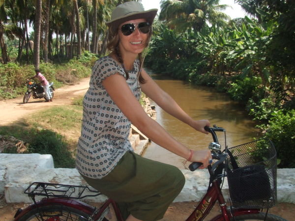 Jemmy on her bike - Tour of Hampi