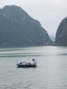House boat with pants hanging out to dry - Halong Bay