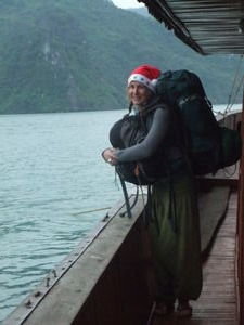 Jem ready to leave the boat on Christmas Day