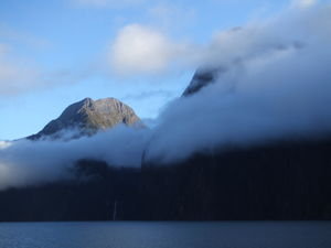Mysterious clouds at Milford Sound - On our boat trip