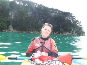 Clare in a kayak