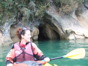 Clare manouvering the kayak