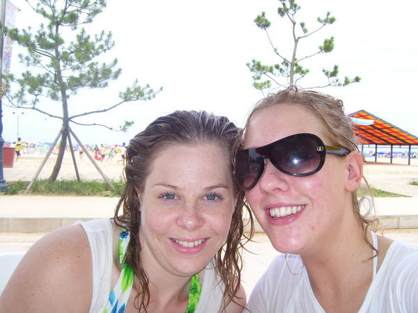 Trena and I after swimming in the ocean