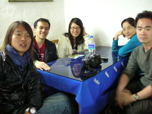 My new Korean friends and myself at a restaurant in Cuzco