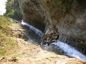 A waterfall along the trail