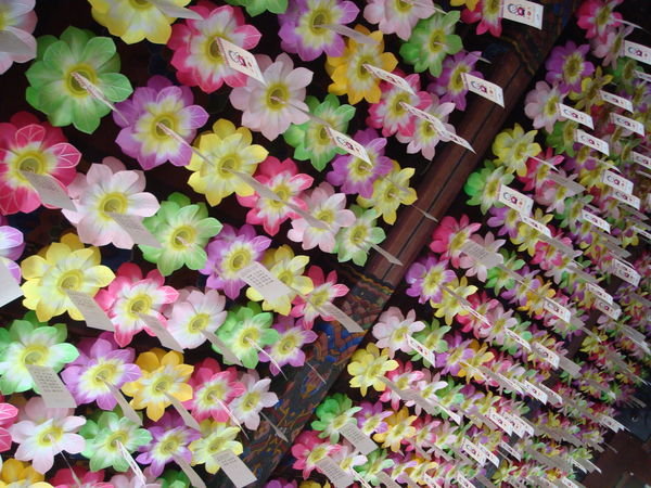 flowers on the ceiling of a temple