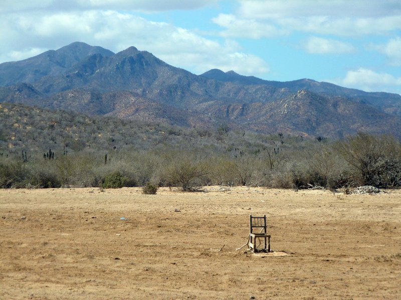 Random chair in the middle of the desert