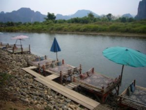 Vang Vieng - Bars on side of River