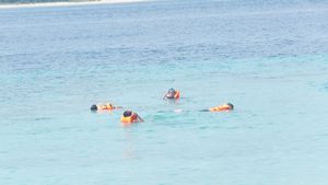 Kids snorkeling in life jackets