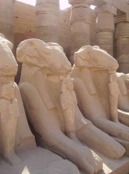 Lions with mini Rameses II Statues