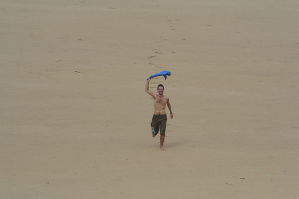 Julian running excitedly through the sandblow!