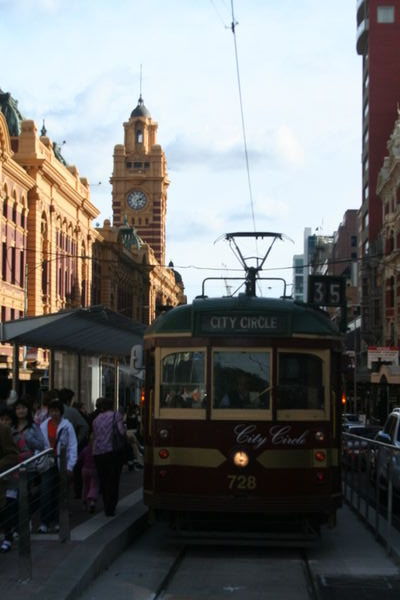 Tram at Flinders station, Melbourne