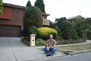 Tom outside Paul Robinson's house.