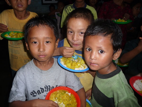 Children eating at the church