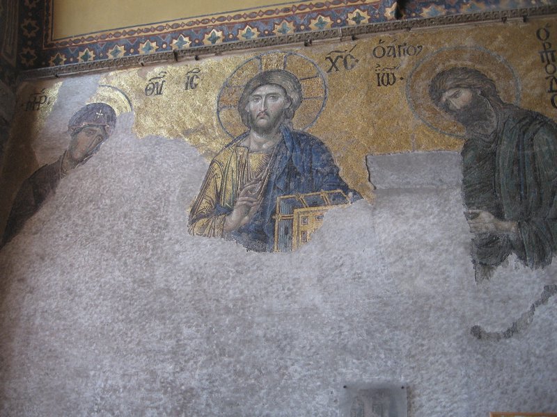 Mosaic of Jesus and two disciples