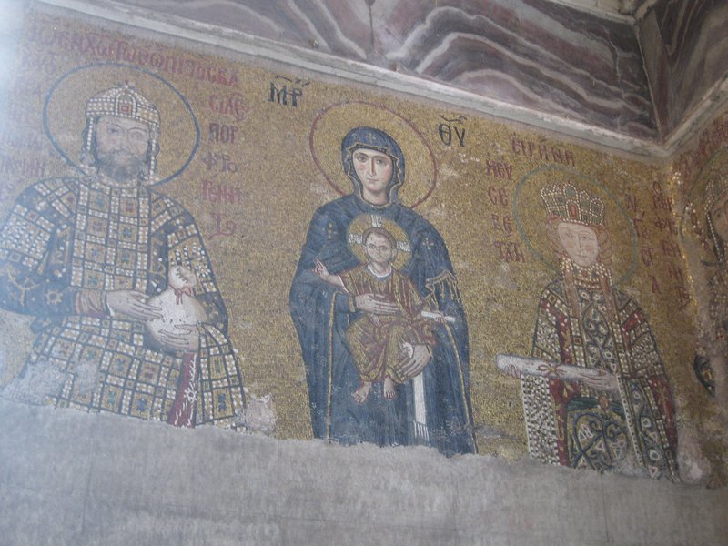 Mosaic of Mary and Infant Jesus and rulers of Istanbul