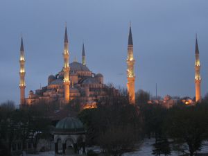 Blue Mosque as evening falls