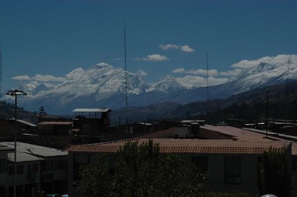 Closer view of the Cordillera Blanca in the distance looking south
