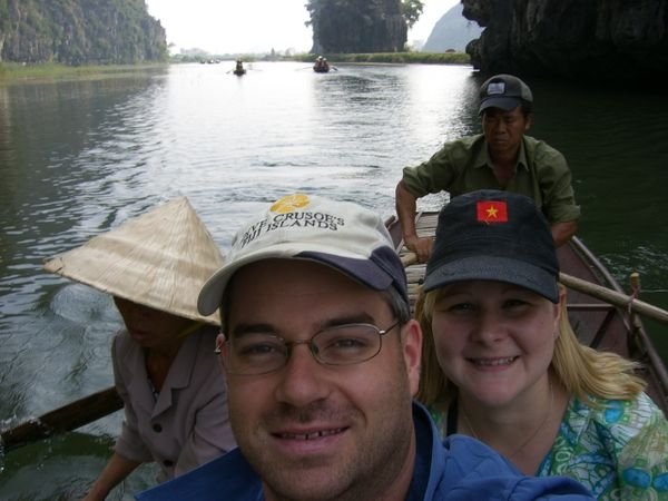 On boat at Tam Coc