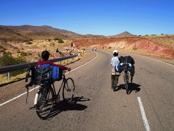 Boys with bikes, between Potosi and Sucre.