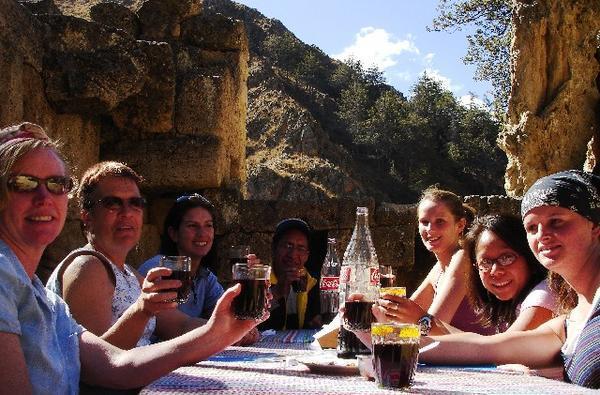 Eating trout in an ancient ruin in Ingenio