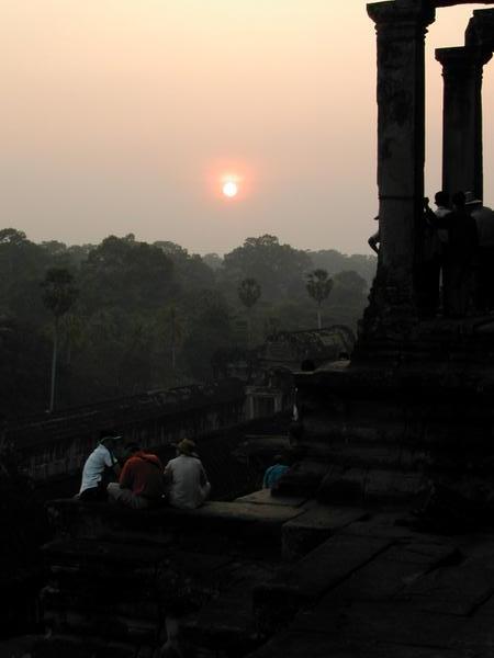 Enjoying the sunset at Angkor Wat